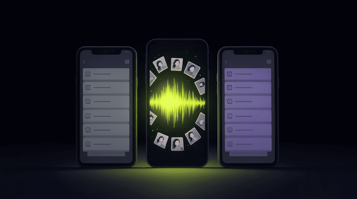 A phone playing a serialized fiction podcast beside a story reference screen